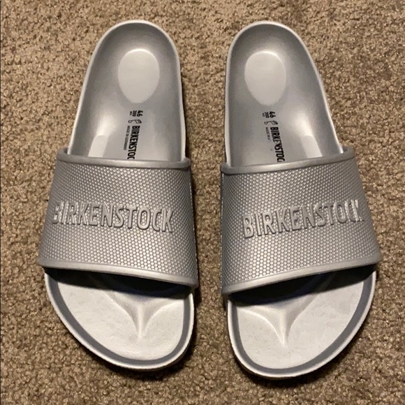silver birkenstocks rubber